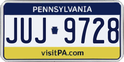PA license plate JUJ9728