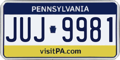 PA license plate JUJ9981