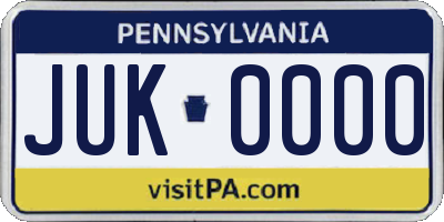 PA license plate JUK0000