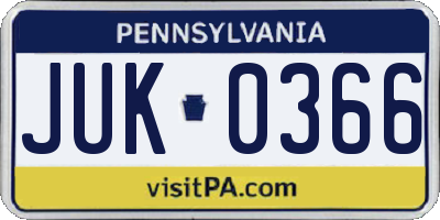 PA license plate JUK0366