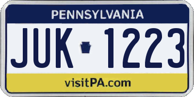 PA license plate JUK1223