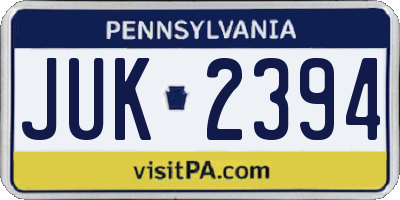 PA license plate JUK2394