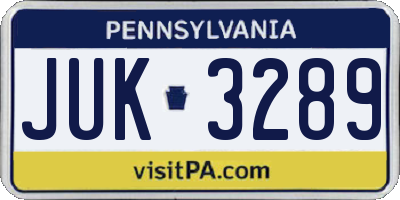 PA license plate JUK3289