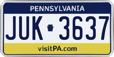 PA license plate JUK3637