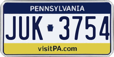 PA license plate JUK3754