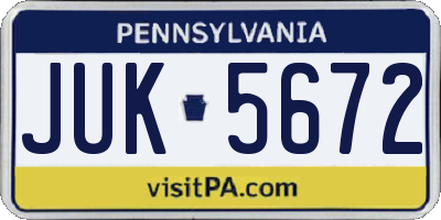 PA license plate JUK5672