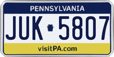 PA license plate JUK5807