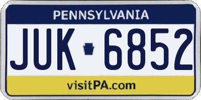 PA license plate JUK6852