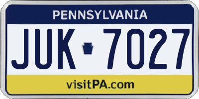 PA license plate JUK7027