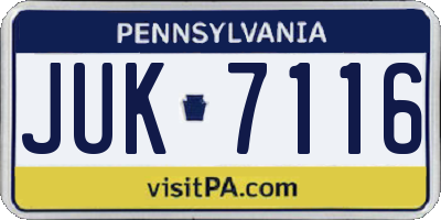 PA license plate JUK7116