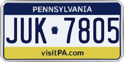 PA license plate JUK7805