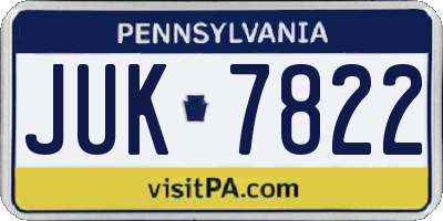 PA license plate JUK7822