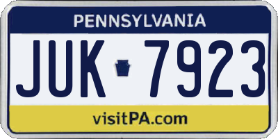 PA license plate JUK7923