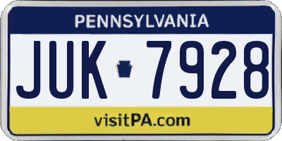 PA license plate JUK7928