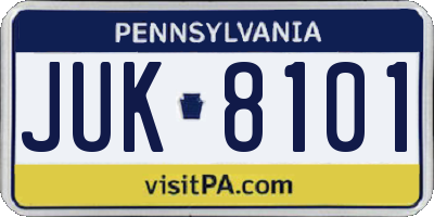 PA license plate JUK8101