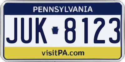 PA license plate JUK8123