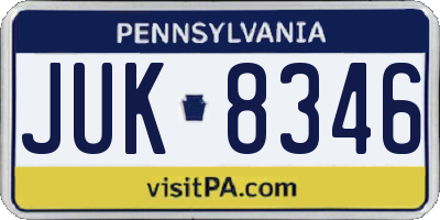 PA license plate JUK8346