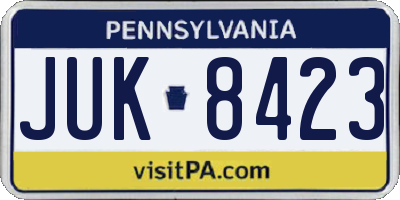 PA license plate JUK8423