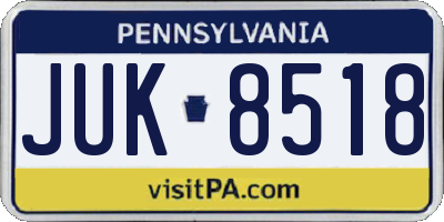 PA license plate JUK8518