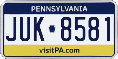 PA license plate JUK8581