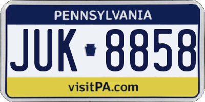 PA license plate JUK8858