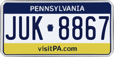 PA license plate JUK8867