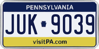 PA license plate JUK9039