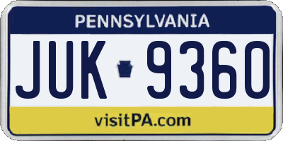 PA license plate JUK9360