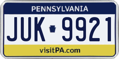 PA license plate JUK9921