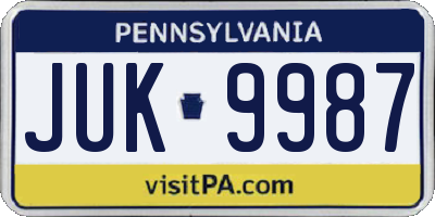 PA license plate JUK9987