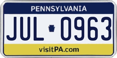 PA license plate JUL0963