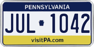 PA license plate JUL1042