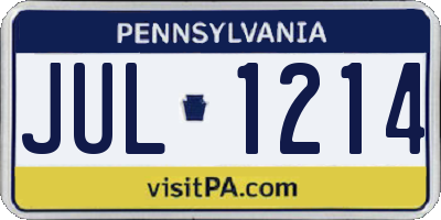 PA license plate JUL1214