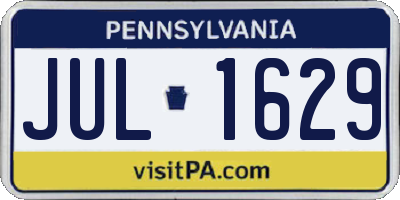 PA license plate JUL1629