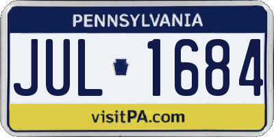 PA license plate JUL1684