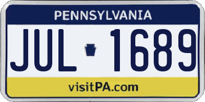 PA license plate JUL1689