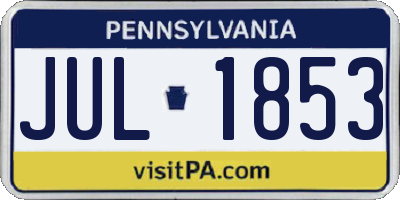 PA license plate JUL1853