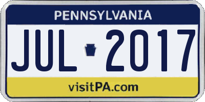 PA license plate JUL2017