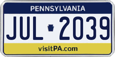 PA license plate JUL2039
