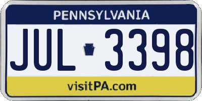 PA license plate JUL3398