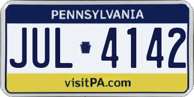 PA license plate JUL4142