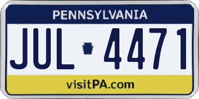 PA license plate JUL4471