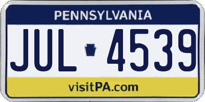 PA license plate JUL4539