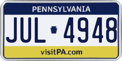 PA license plate JUL4948