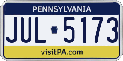 PA license plate JUL5173