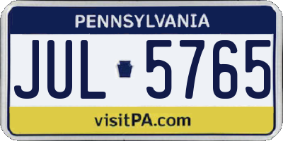 PA license plate JUL5765
