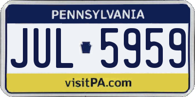 PA license plate JUL5959