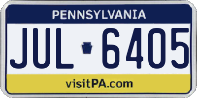 PA license plate JUL6405