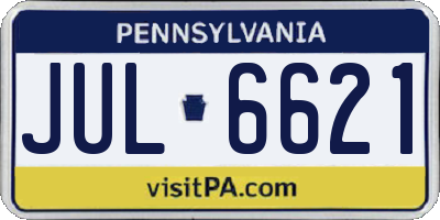 PA license plate JUL6621