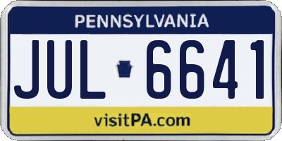 PA license plate JUL6641